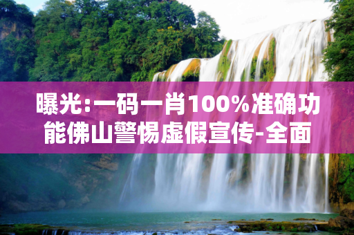 曝光:一码一肖100%准确功能佛山警惕虚假宣传-全面释义