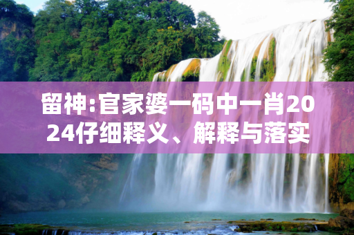 留神:官家婆一码中一肖2024仔细释义、解释与落实