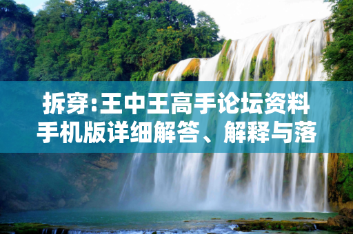 拆穿:王中王高手论坛资料手机版详细解答、解释与落实