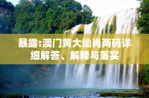 暴露:澳门黄大仙肖两码详细解答、解释与落实