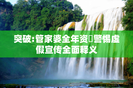 突破:管家婆全年资枓警惕虚假宣传全面释义