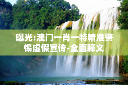 曝光:澳门一肖一特精准警惕虚假宣传-全面释义
