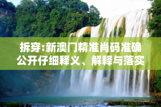 拆穿:新澳门精准肖码准确公开仔细释义、解释与落实