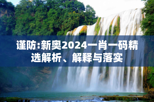 谨防:新奥2024一肖一码精选解析、解释与落实