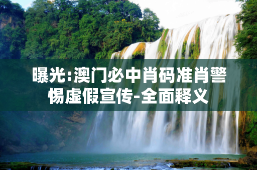 曝光:澳门必中肖码准肖警惕虚假宣传-全面释义
