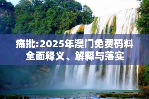 痛批:2025年澳门免费码料全面释义、解释与落实