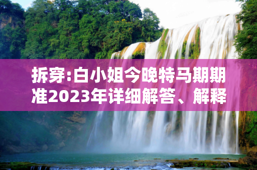 拆穿:白小姐今晚特马期期准2023年详细解答、解释与落实