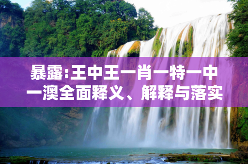 暴露:王中王一肖一特一中一澳全面释义、解释与落实