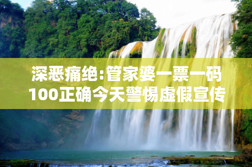深恶痛绝:管家婆一票一码100正确今天警惕虚假宣传、全面解答与解释