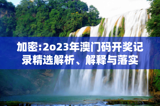 加密:2o23年澳门码开奖记录精选解析、解释与落实