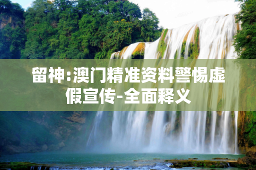 留神:澳门精准资料警惕虚假宣传-全面释义
