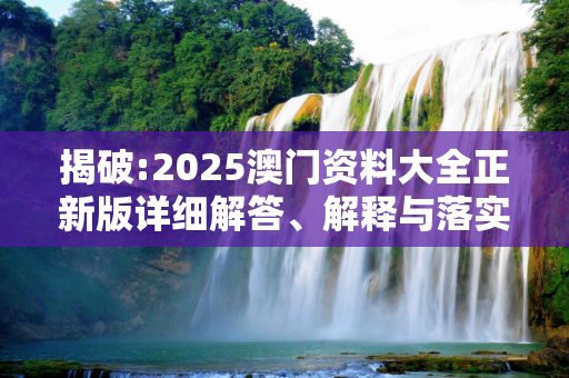 揭破:2025澳门资料大全正新版详细解答、解释与落实