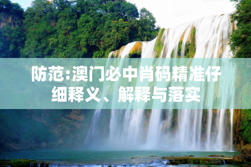 防范:澳门必中肖码精准仔细释义、解释与落实