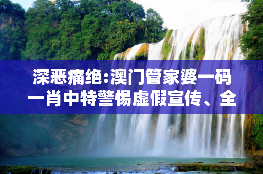 深恶痛绝:澳门管家婆一码一肖中特警惕虚假宣传、全面解答与解释