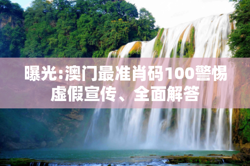 曝光:澳门最准肖码100警惕虚假宣传、全面解答