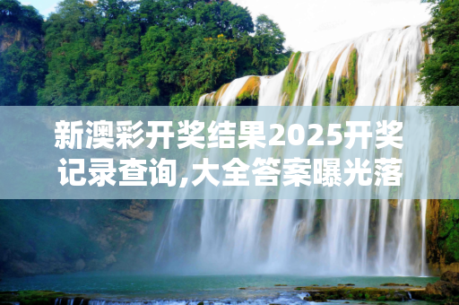 新澳彩开奖结果2025开奖记录查询,大全答案曝光落实