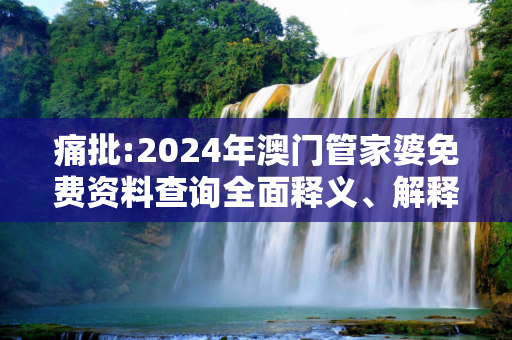 痛批:2024年澳门管家婆免费资料查询全面释义、解释与落实