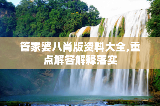 管家婆八肖版资料大全,重点解答解释落实