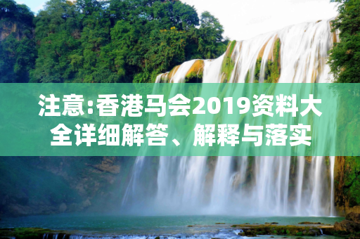 注意:香港马会2019资料大全详细解答、解释与落实