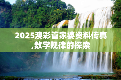 2025澳彩管家婆资料传真,数学规律的探索