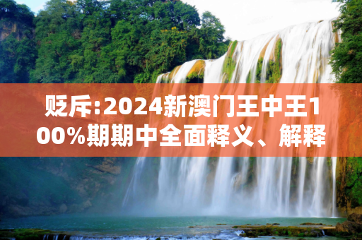 贬斥:2024新澳门王中王100%期期中全面释义、解释与落实