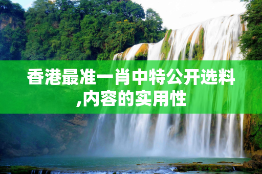 香港最准一肖中特公开选料,内容的实用性