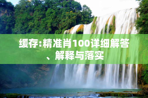 缓存:精准肖100详细解答、解释与落实