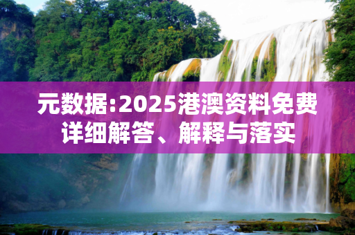 元数据:2025港澳资料免费详细解答、解释与落实