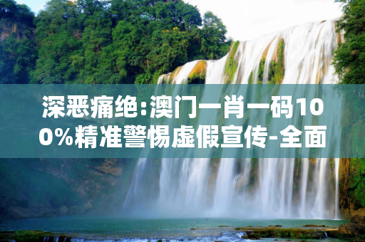 深恶痛绝:澳门一肖一码100%精准警惕虚假宣传-全面释义、解释与落实