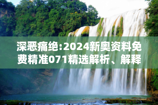 深恶痛绝:2024新奥资料免费精准071精选解析、解释与落实