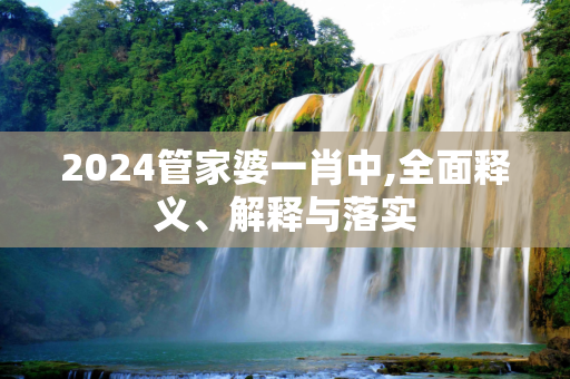 2024管家婆一肖中,全面释义、解释与落实