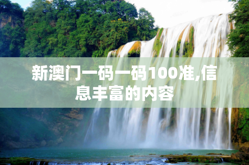 新澳门一码一码100准,信息丰富的内容