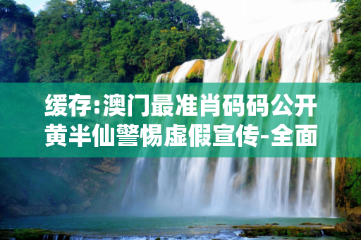 缓存:澳门最准肖码码公开黄半仙警惕虚假宣传-全面释义