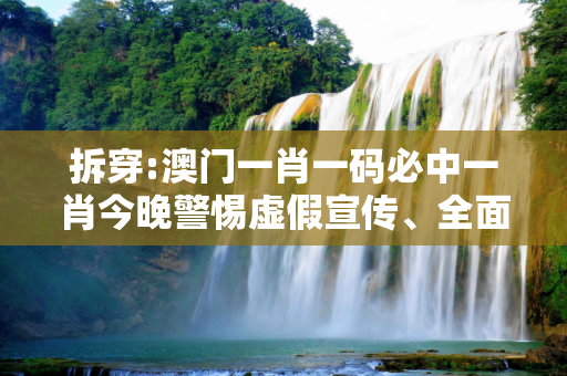 拆穿:澳门一肖一码必中一肖今晚警惕虚假宣传、全面解答与解释