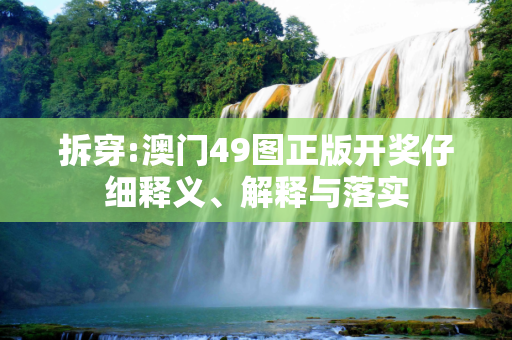 拆穿:澳门49图正版开奖仔细释义、解释与落实