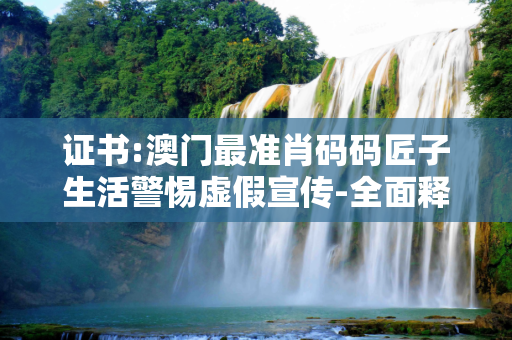 证书:澳门最准肖码码匠子生活警惕虚假宣传-全面释义