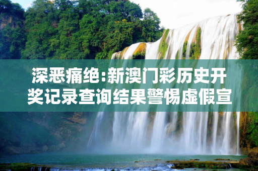 深恶痛绝:新澳门彩历史开奖记录查询结果警惕虚假宣传、全面解答