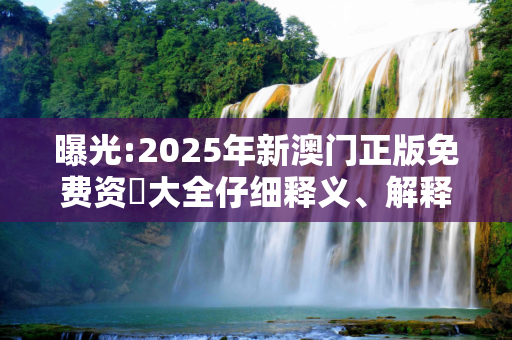 曝光:2025年新澳门正版免费资枓大全仔细释义、解释与落实
