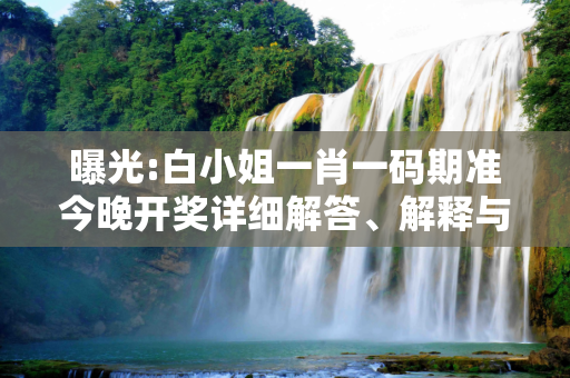 曝光:白小姐一肖一码期准今晚开奖详细解答、解释与落实