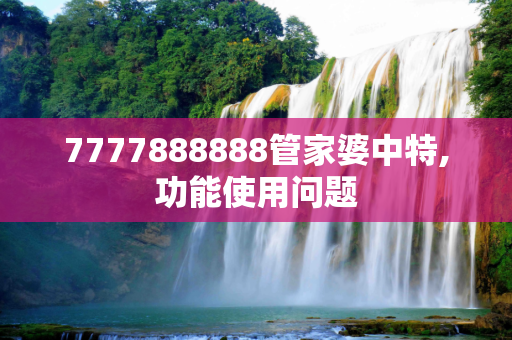 7777888888管家婆中特,功能使用问题