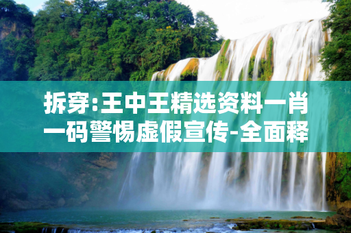 拆穿:王中王精选资料一肖一码警惕虚假宣传-全面释义