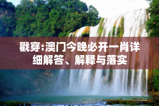 戳穿:澳门今晚必开一肖详细解答、解释与落实