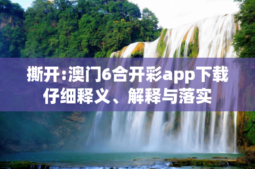 撕开:澳门6合开彩app下载仔细释义、解释与落实