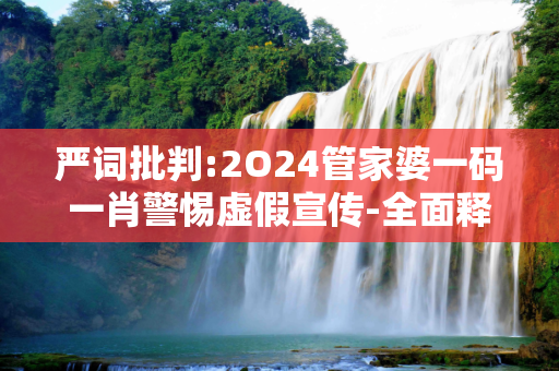 严词批判:2O24管家婆一码一肖警惕虚假宣传-全面释义
