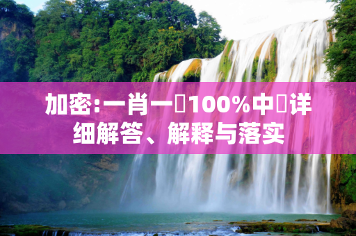 加密:一肖一碼100%中獎详细解答、解释与落实