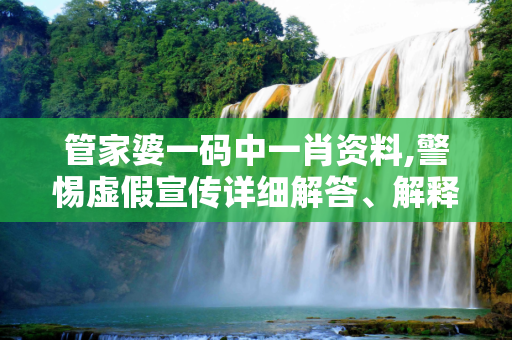 管家婆一码中一肖资料,警惕虚假宣传详细解答、解释与落实