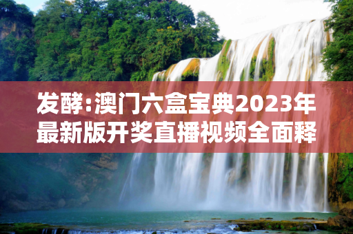 发酵:澳门六盒宝典2023年最新版开奖直播视频全面释义、解释与落实