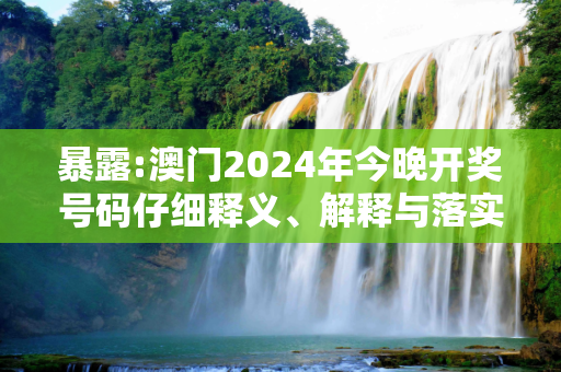 暴露:澳门2024年今晚开奖号码仔细释义、解释与落实
