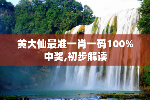 黄大仙最准一肖一码100%中奖,初步解读
