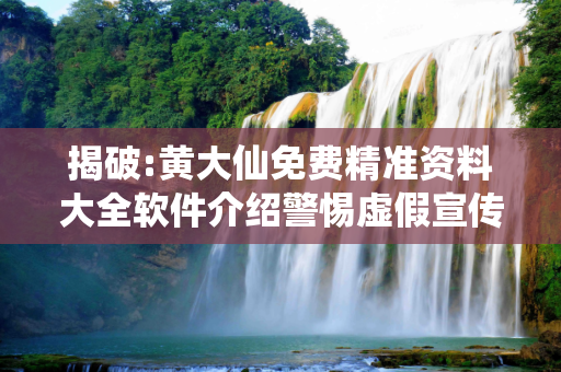 揭破:黄大仙免费精准资料大全软件介绍警惕虚假宣传-全面释义、解释与落实